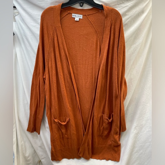 Ava & Viv Sweaters - Ava & Viv Women's Orange long open front 2 pocket Sweater ladies sz 3x